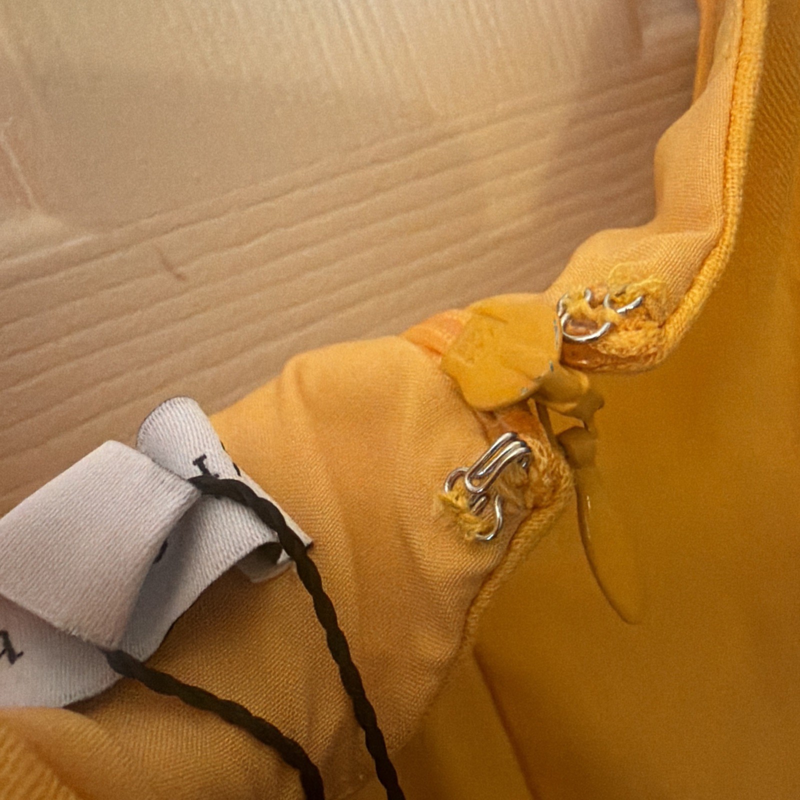 By Gianni Bini Mustard Color Short Sleeve Linen Dress With Bubble Hem