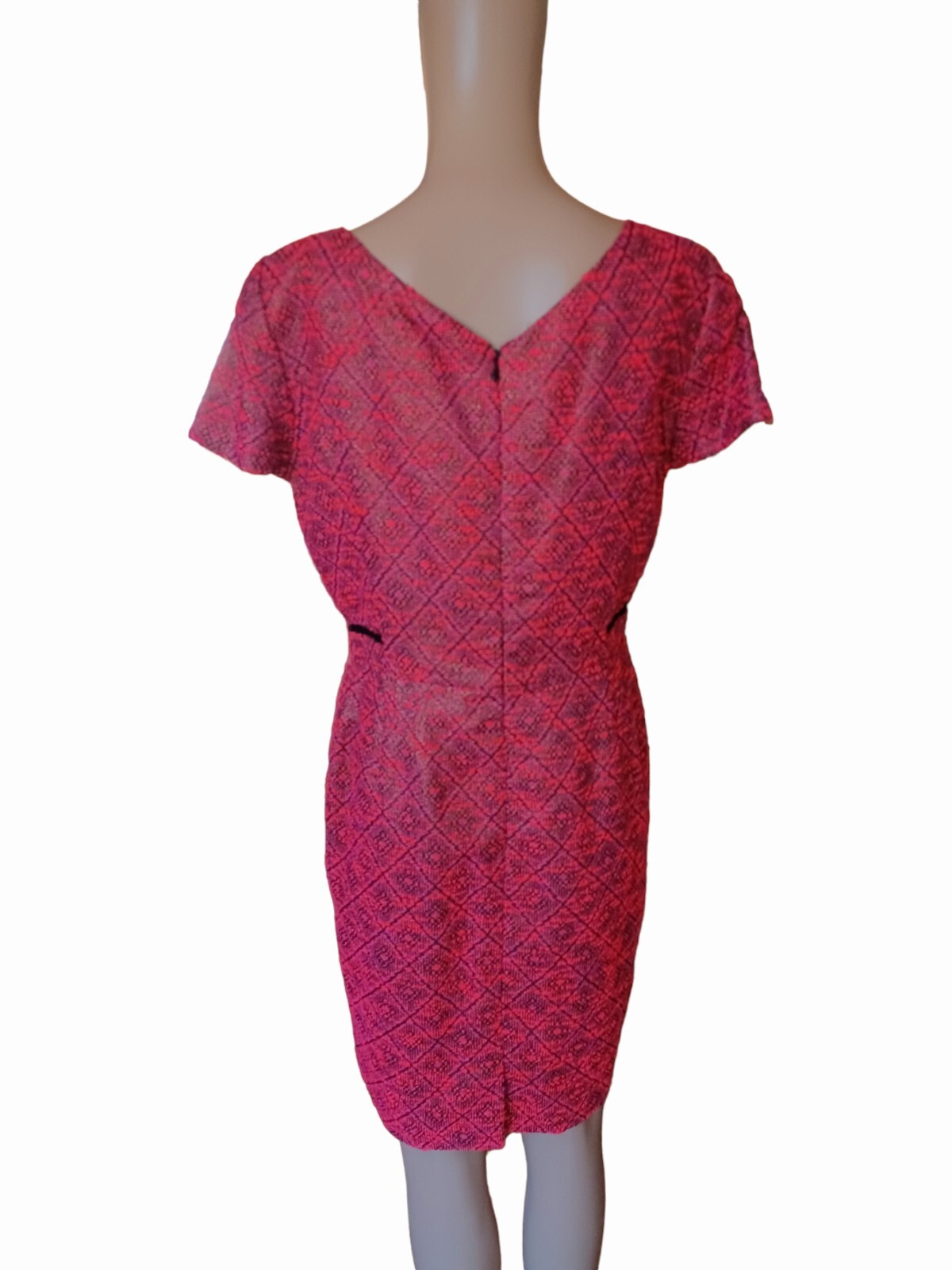 Antonio Melani Womens Short Sleeve Pink Black Sheath Dress Knee Length Size 8