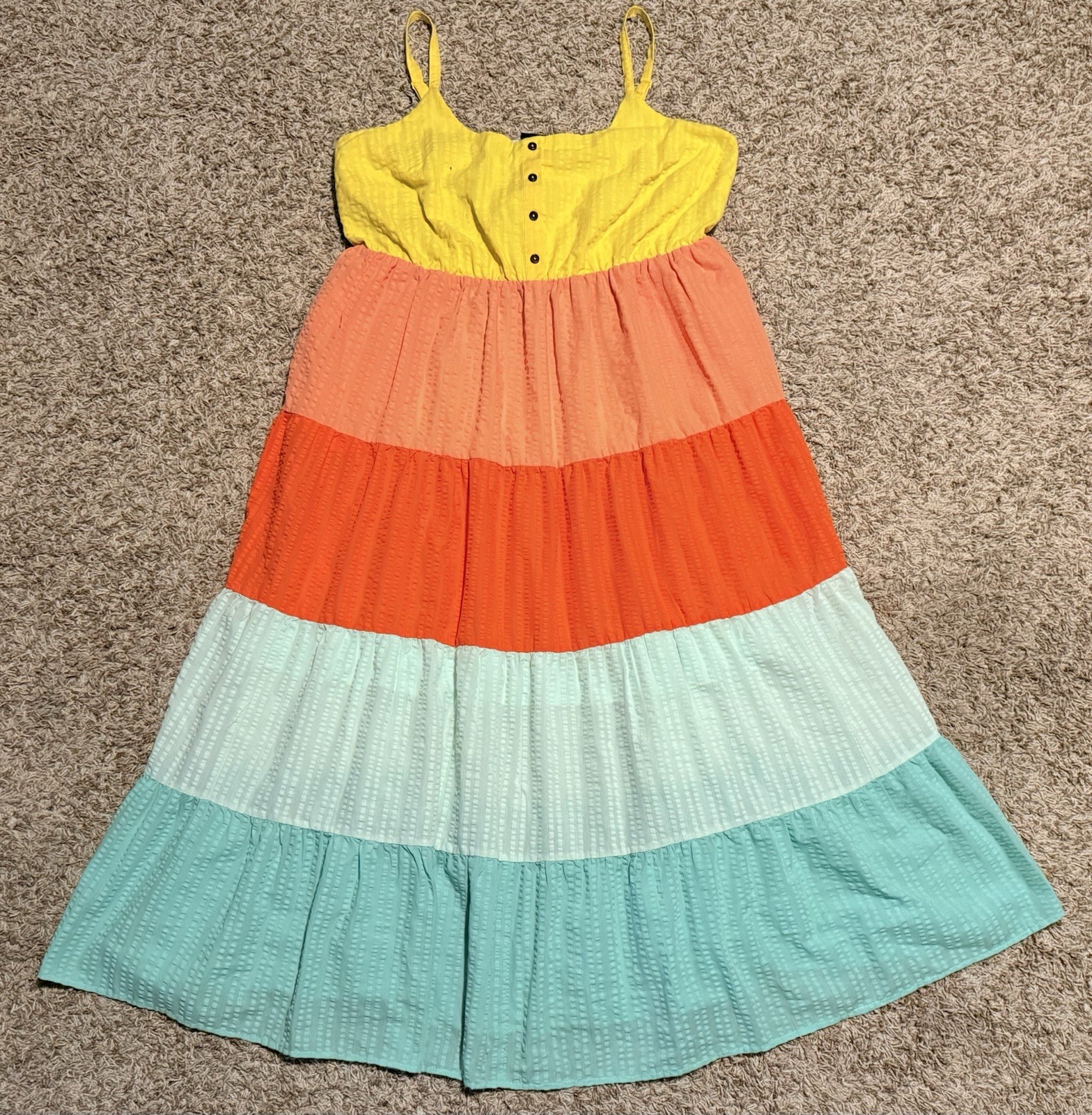 Torrid Womens Color Block Maxi Challis Tiered Dress Plus Size 1XL(14/16)