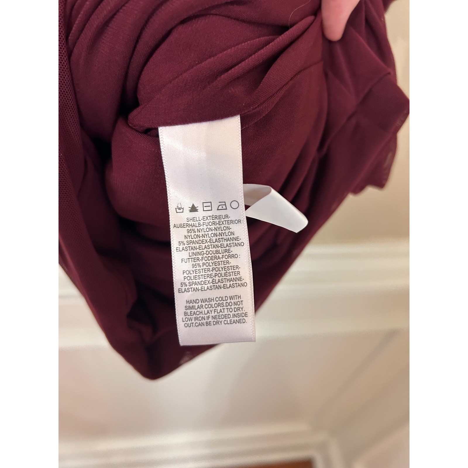 Dress the Population Dawn Burgundy Ruched Mesh Mini Dress Long Sleeve Size L
