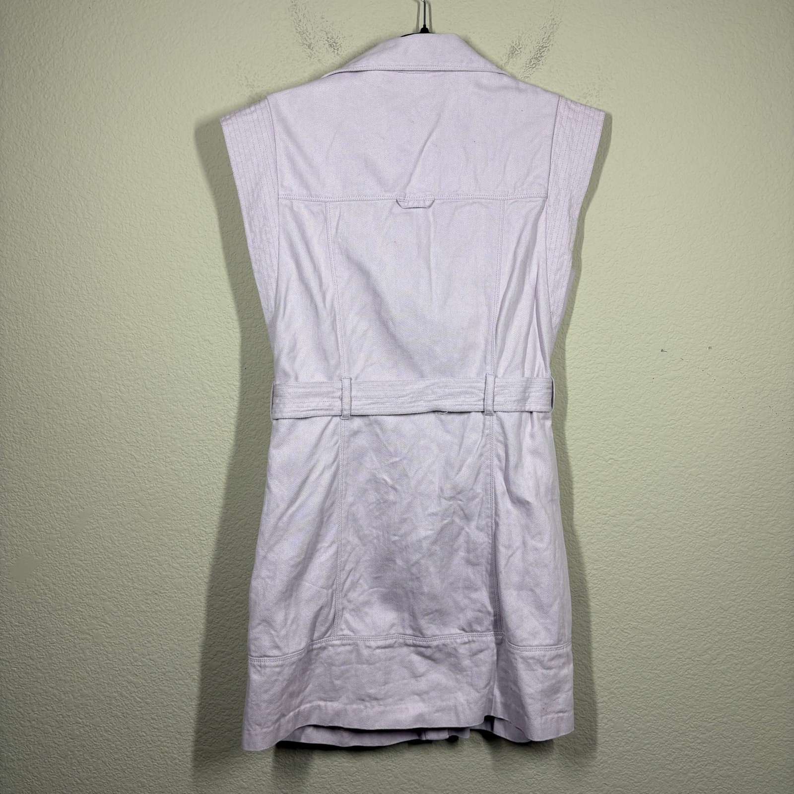 Madewell Size 6 Button Up Denim Shirt Dress Lavendar Purple Mini Belted Buckle