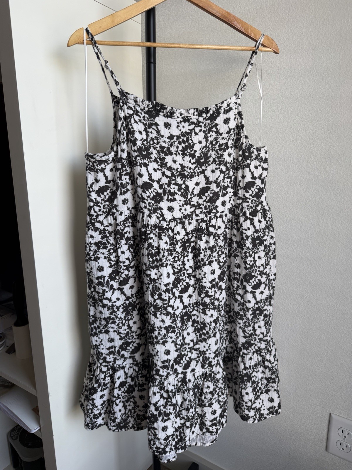 Rails Candice Dress L 100% Cotton Floral Babydoll Mini Sundress Pockets Boho