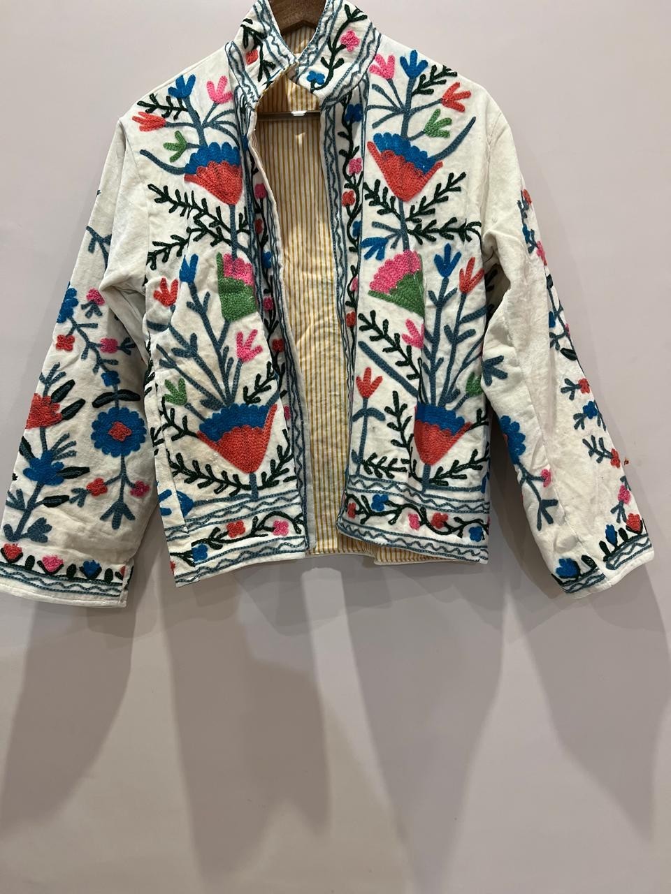 Handmade Hand-Embroidered Leopard Floral Velvet Jacket, Velvet Embroidered