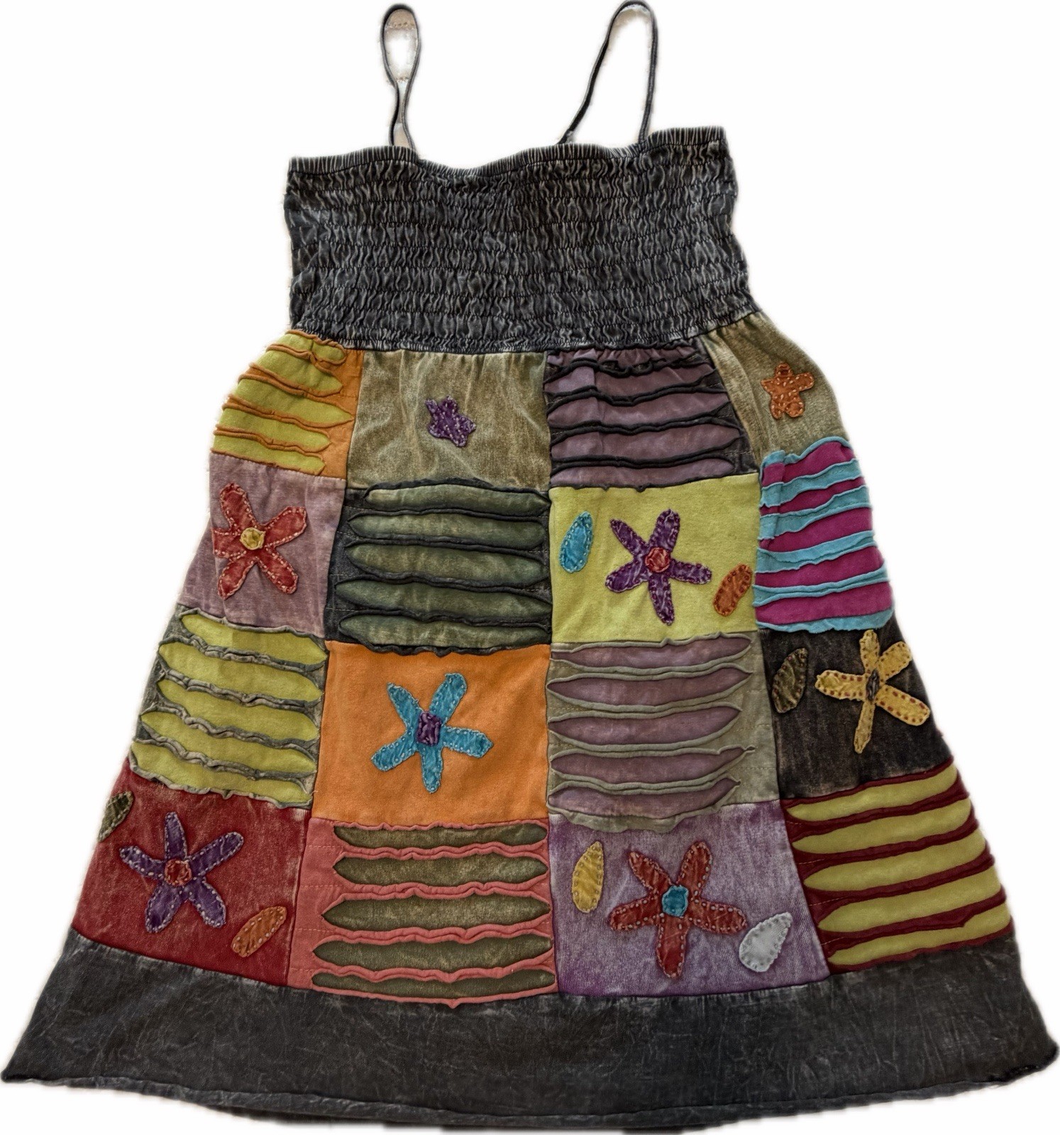 Vintage INDIA BOUTIQUE Patchwork Dress Y2K 100 Cotton Made In Nepal