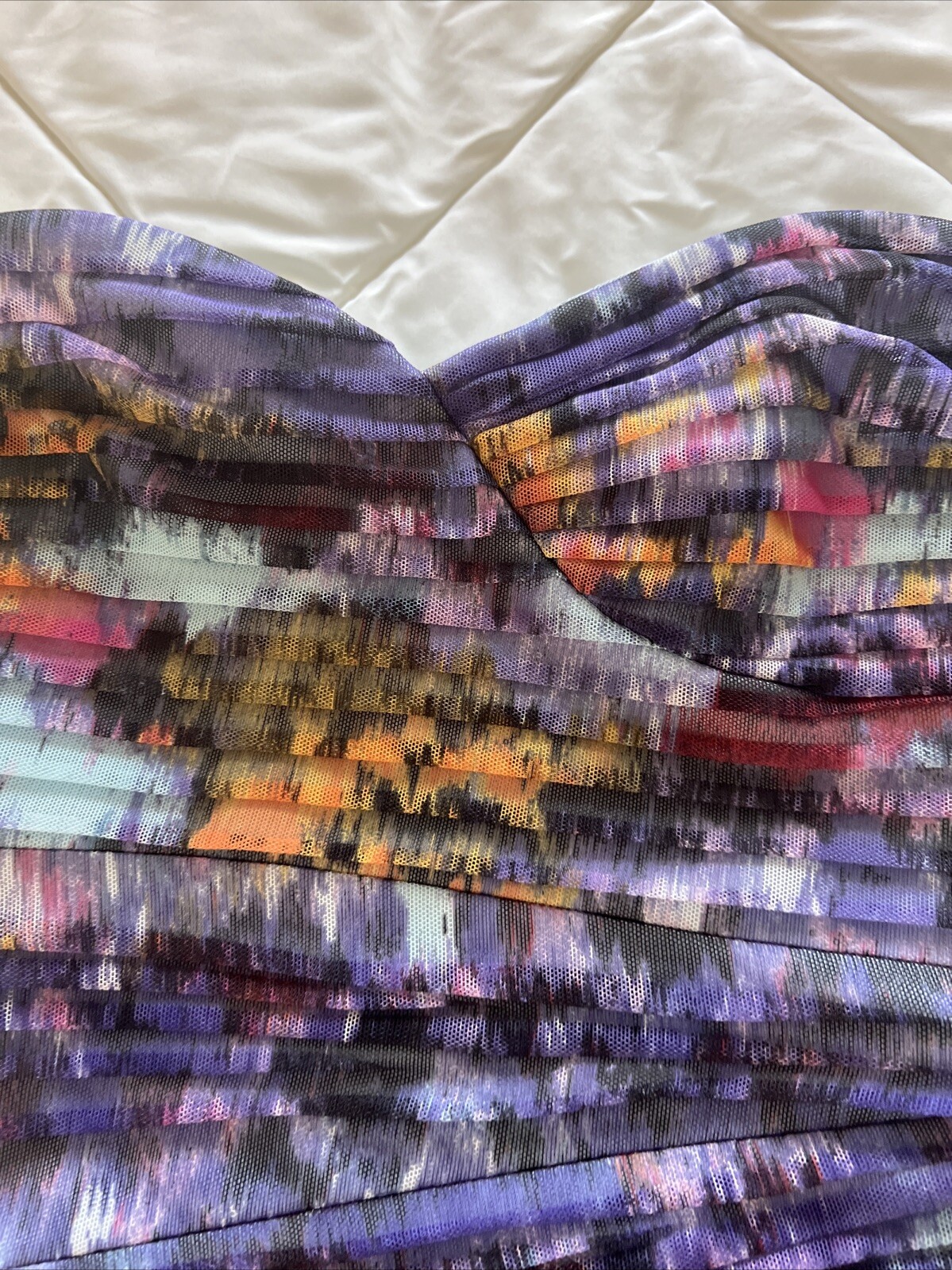 BCBG MAXAZRIA Kameron Strapless Pleated Cocktail Mini Dress In Purple Blue Siz 0