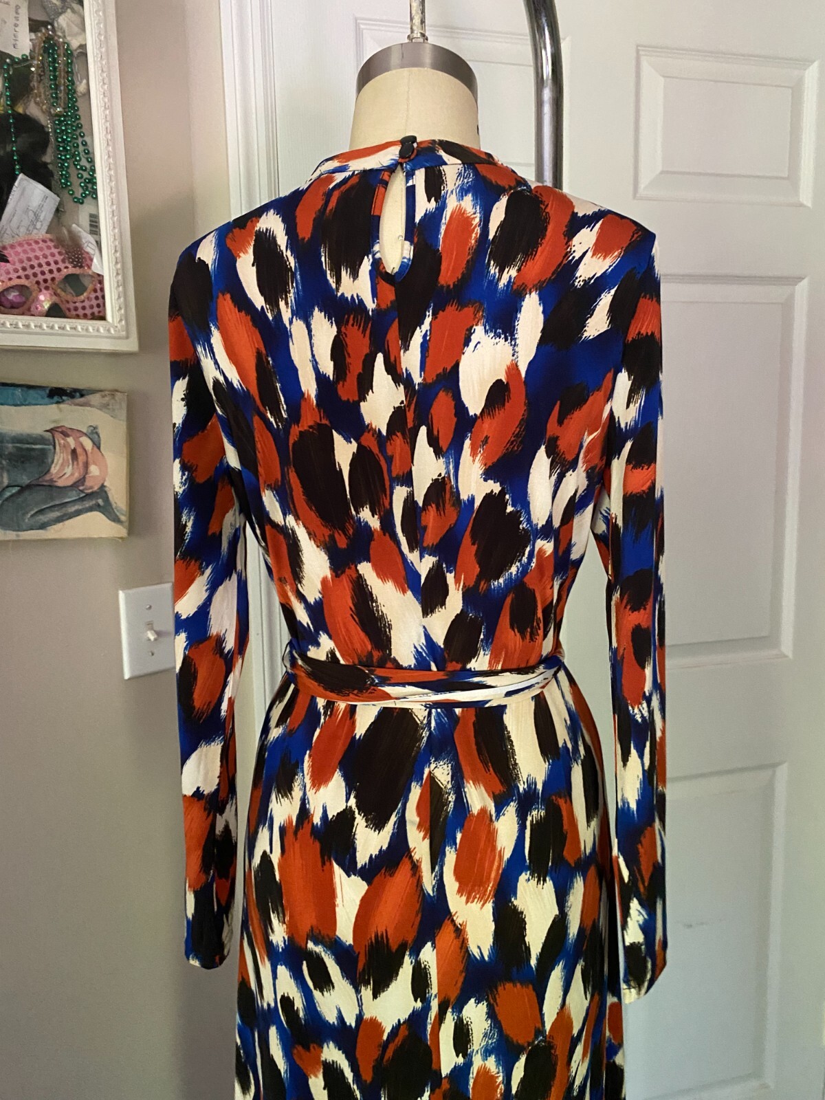 VENUS Abstract print Keyhole halter Neck Belted MAXI Cocktail Dress *SMALL*