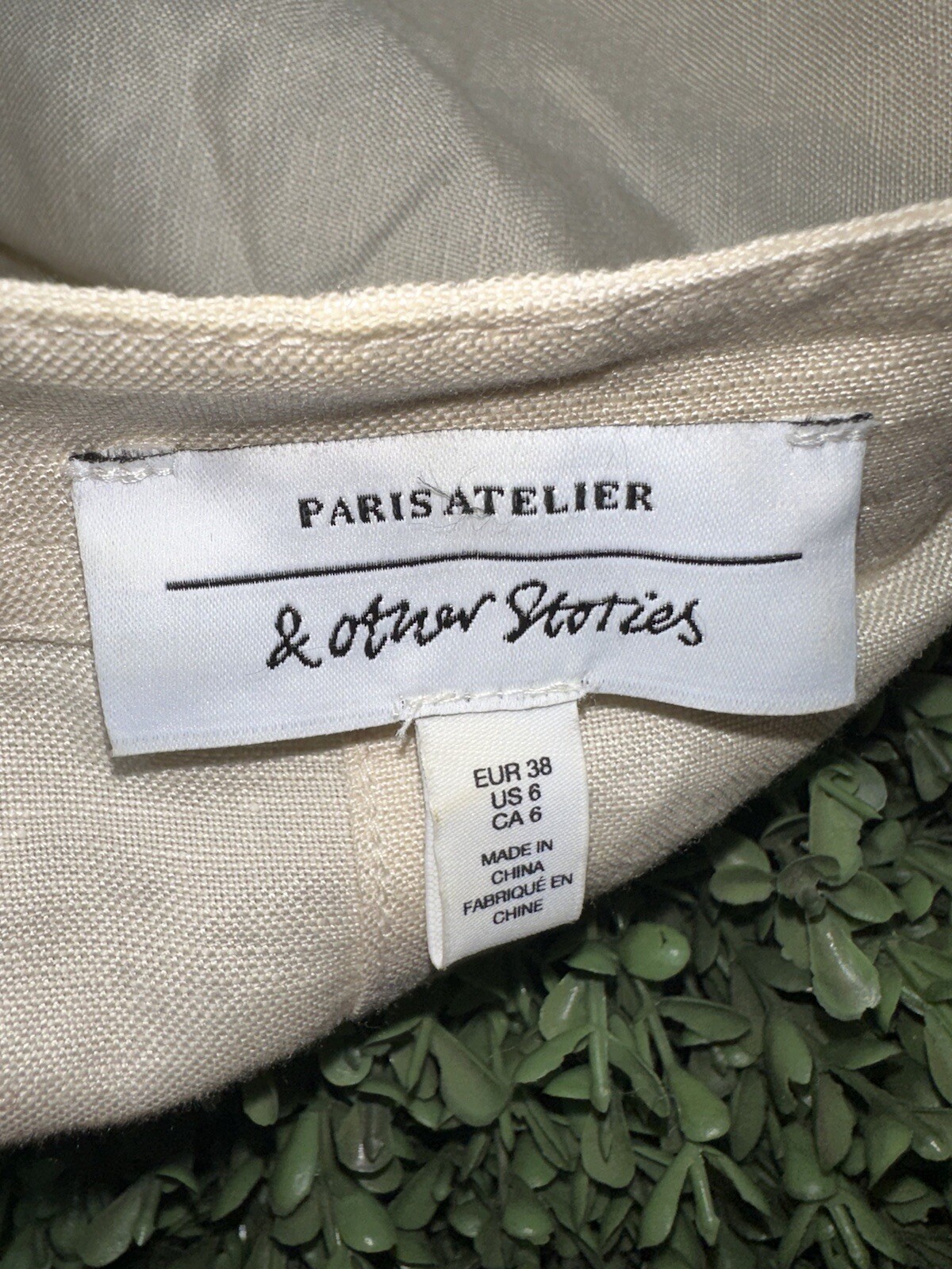 & OTHER STORIES PARIS ATELIER Nude Linen Blend Midi Shirt Dress US 6 (10) #34945