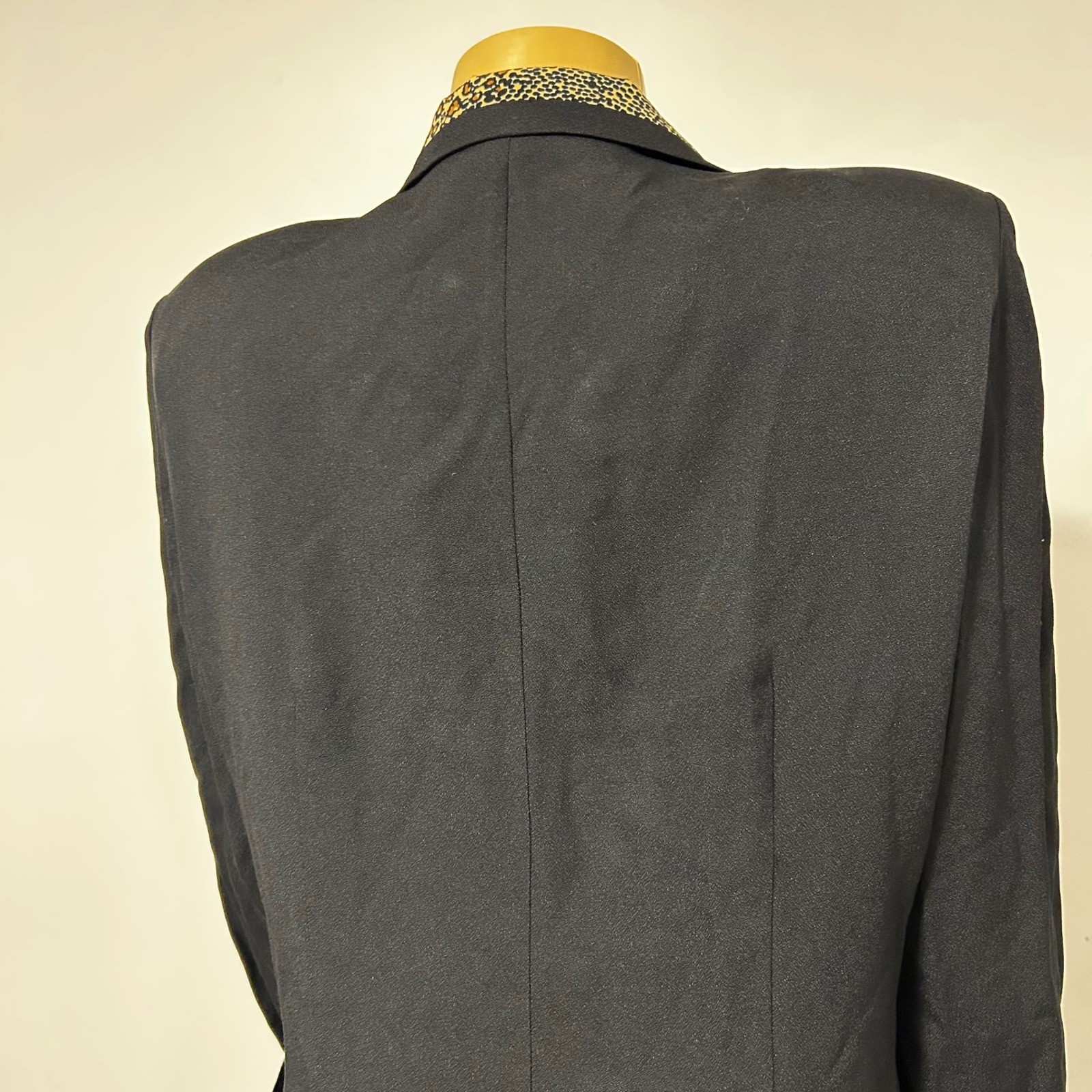 Lois Snyder Dani Max Vintage 80s Black Blazer Dress Leopard Double Breasted 16
