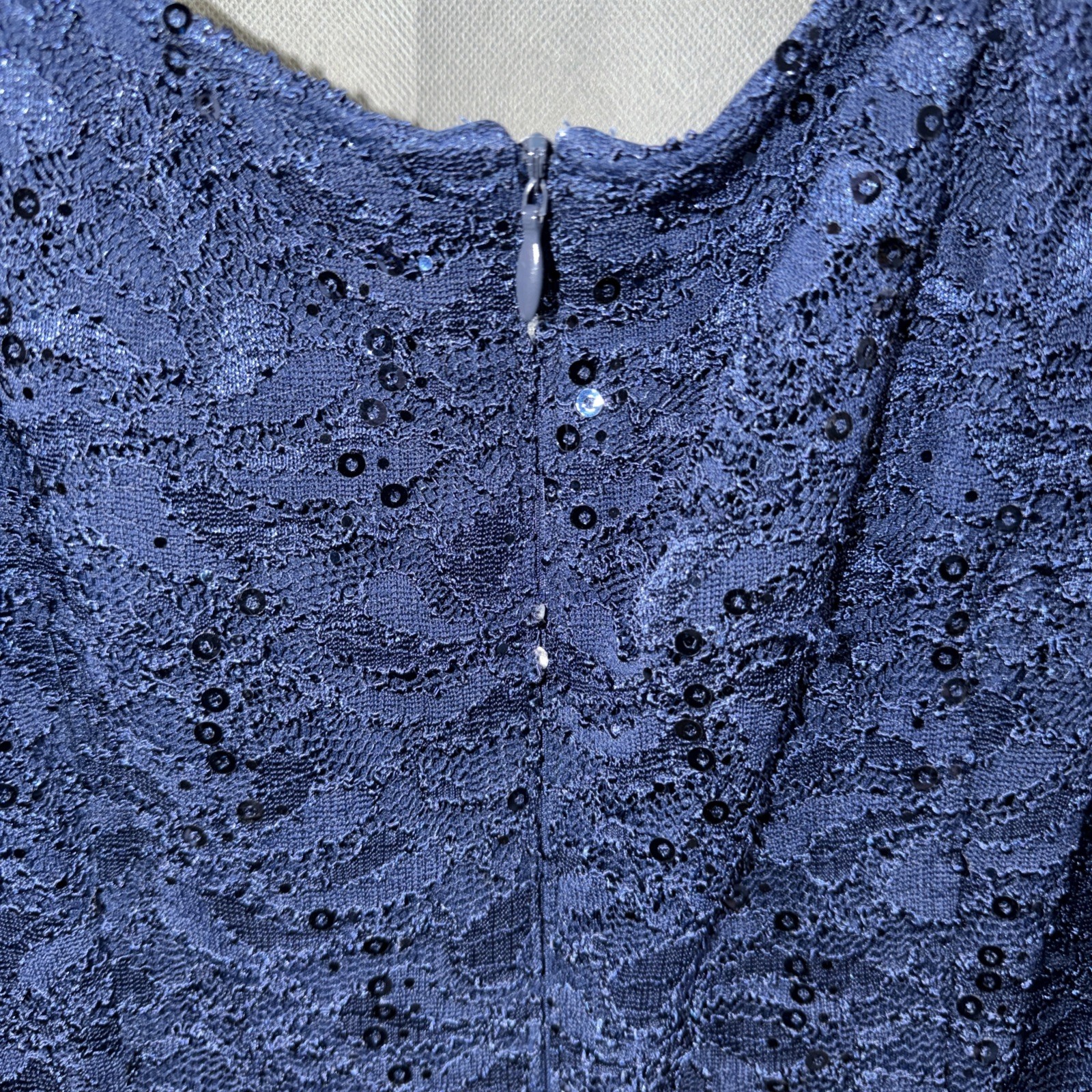 Alex Evenings Dress With Jacket Midi Length Sequin Lace Size 8 Blue Approx 40” L