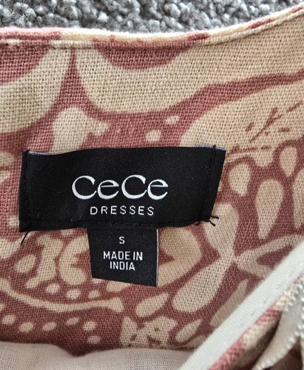 CeCe Linen Blend Sleeveless High-Low Maxi Dress Women’s S Mocha Back Zip Closure