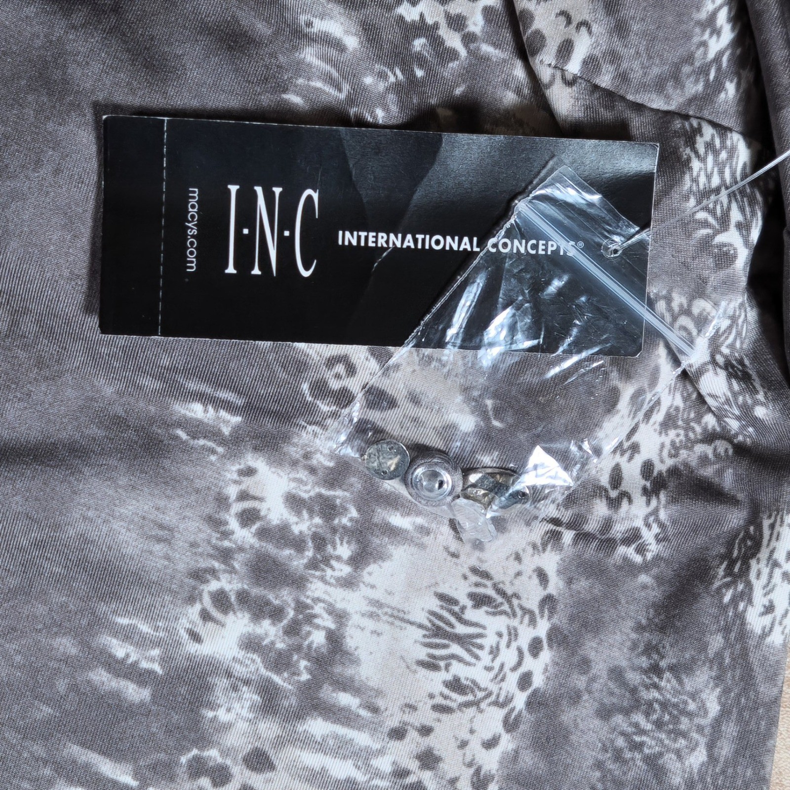 INC International Concepts Grey Python Print Embellished Halter Dress Small NWT