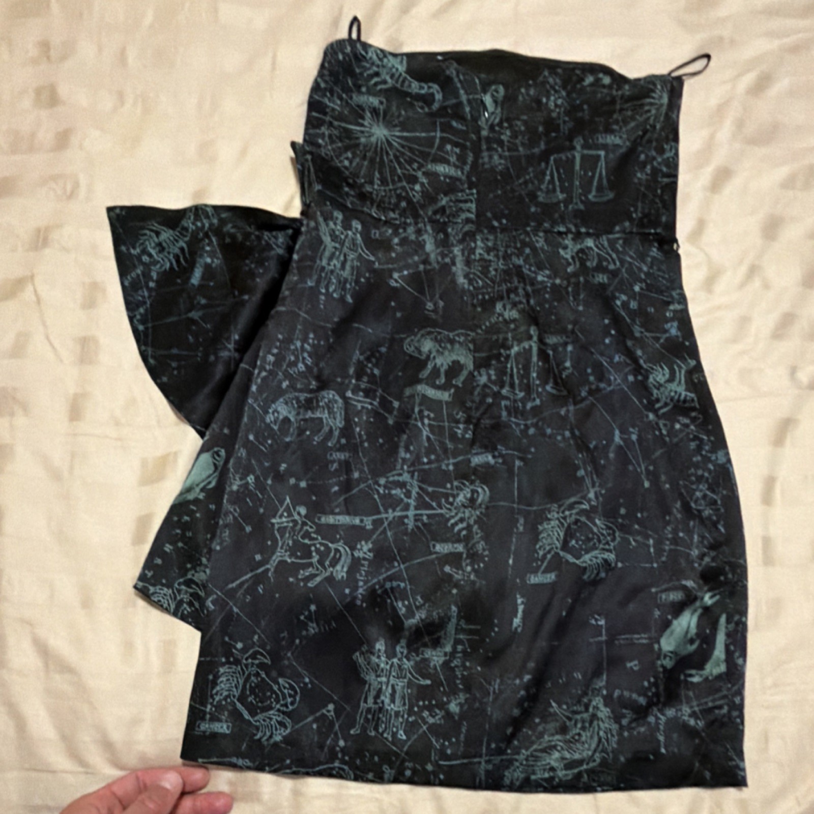 Affliction Black Premium Mini Dress Constellation Strapless Black Green Size 2