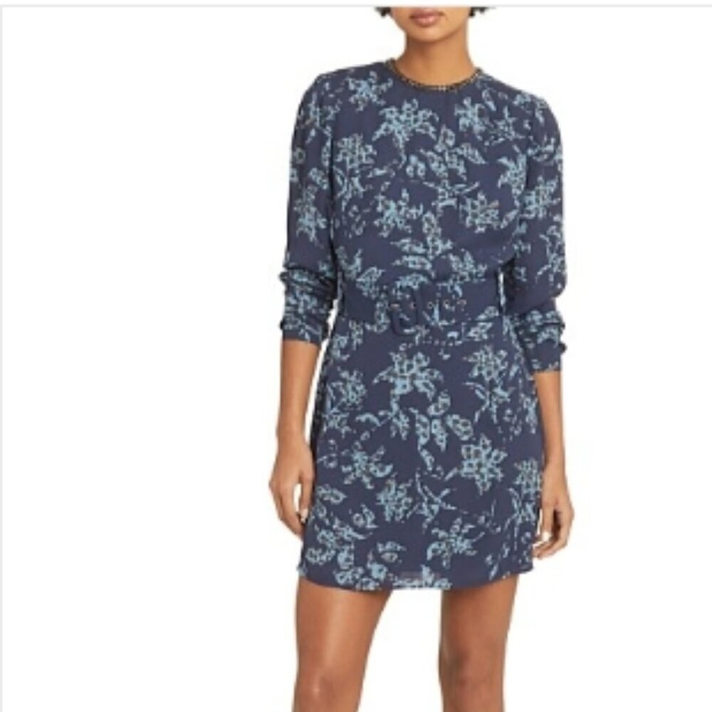 REISS Melody Blue Floral Print Dress – Size 6 (NWT)