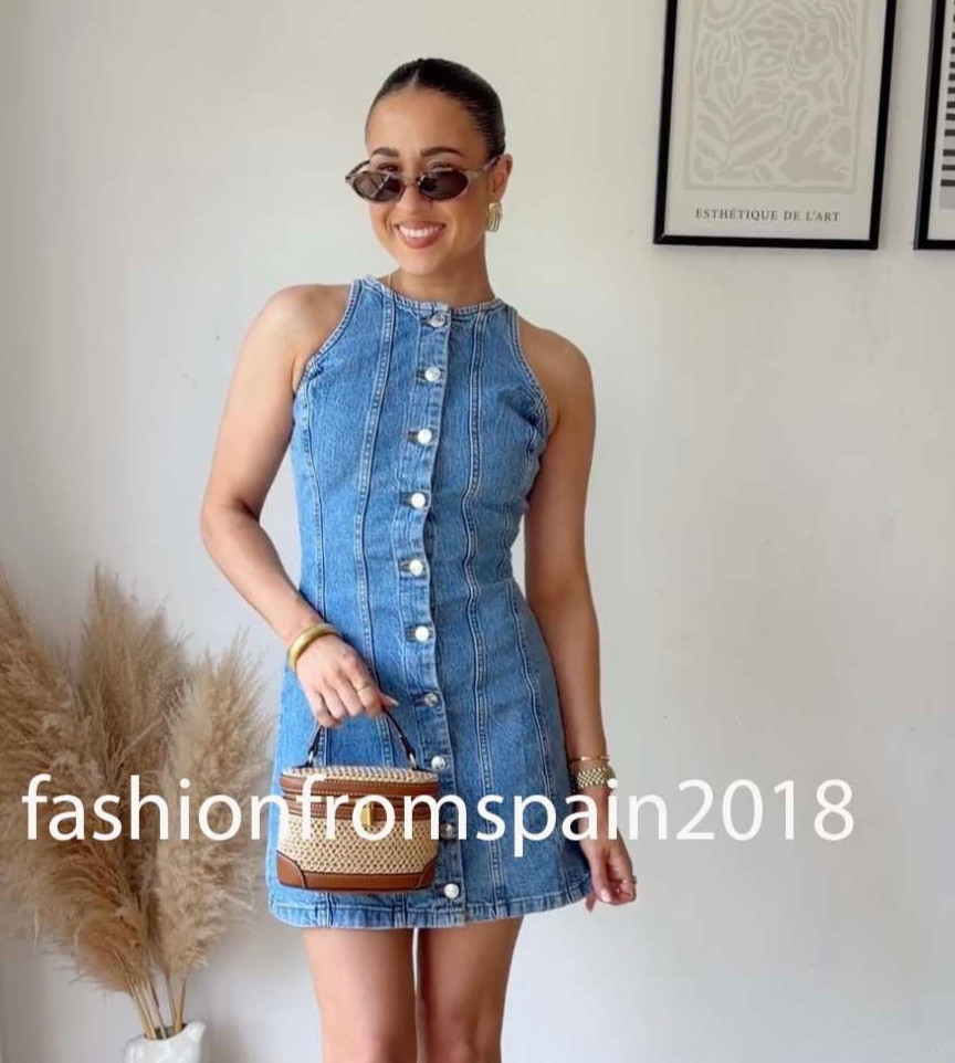 ZARA NEW WOMAN Z1975 MINI SEAMED DENIM DRESS MID BLUE XS-XL 0108/035/427