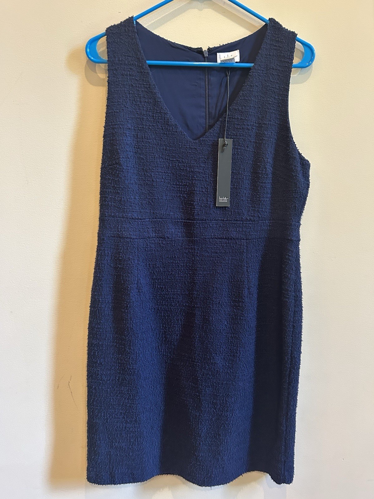 Nicole Miller Dress Size 8 Navy Sleeveless Textured NWT Tank Midi