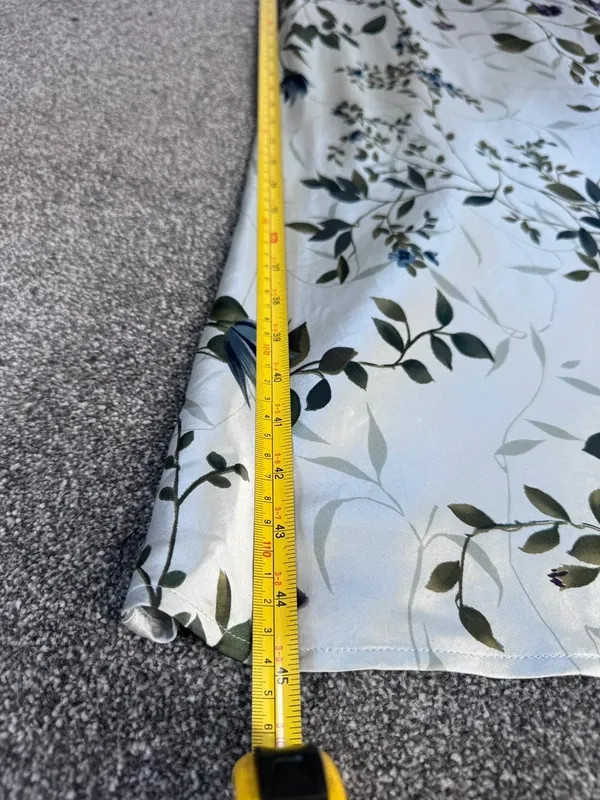 Monsoon 100% Silk Vintage Floral Cami Midi Dress UK 14 Sage Green Wedding Guest