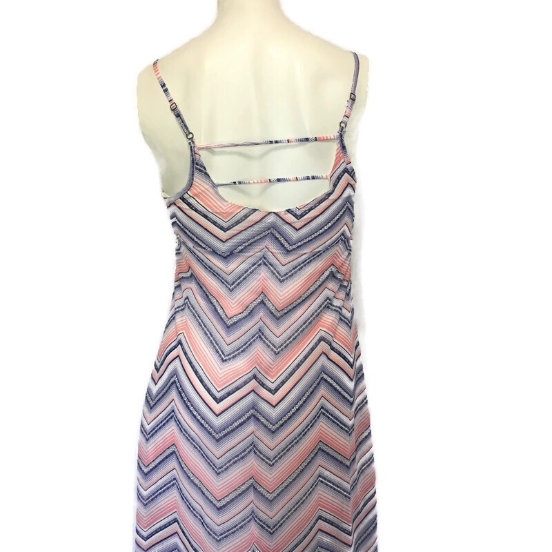 REWIND Sz XS Sheer Lined Chevron print MIDI to MAXI Dress – Pink Lavender Blue