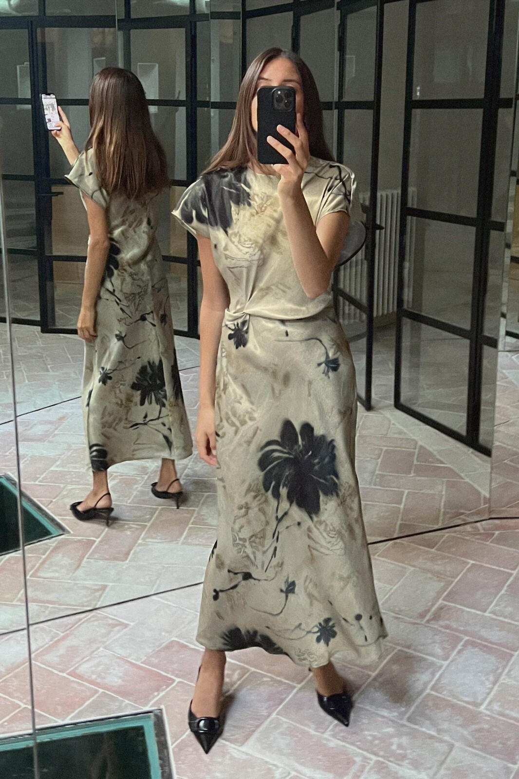 NWT_ZARA WOMAN SATIN EFFECT MIDI DRESS FW24 9112/226_SIZE XS-L