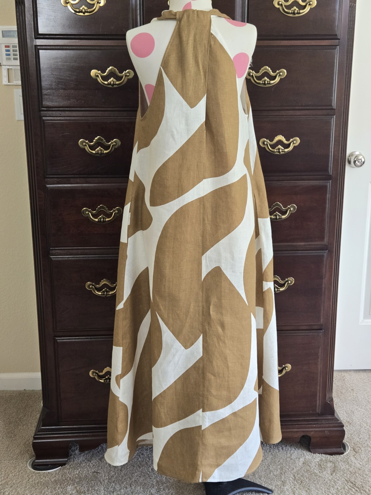 Banana Republic Monogram V Neck A Line Linen Midi Dress Summer XS NWOT Chic