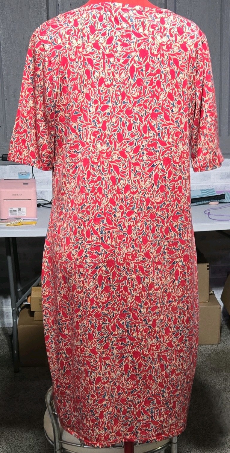 LuLaRoe Red Green Blue Julia Dress Floral Bodycon Size XL