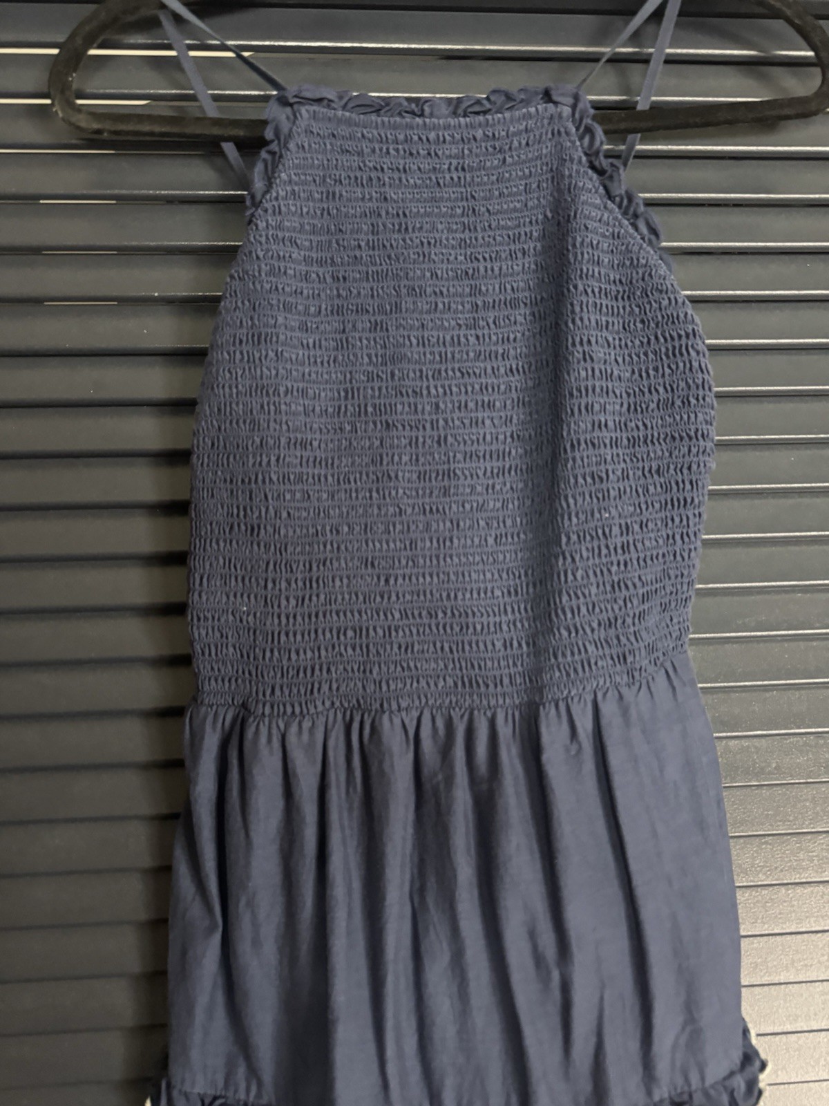 Ann Taylor Navy Square Neck Smocked Strappy Lined Maxi Dress XXSP Petite