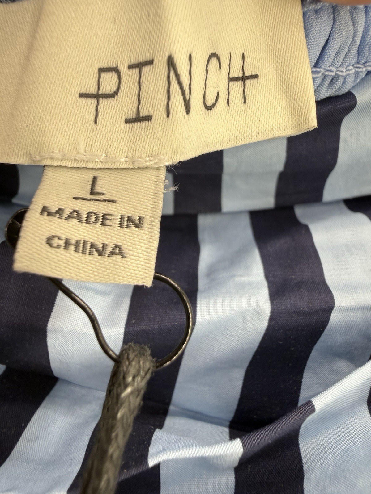 Pinch Brand Striped Strapless Midi Dress Cotton Nautical Navy Lt Blue Size L NWT