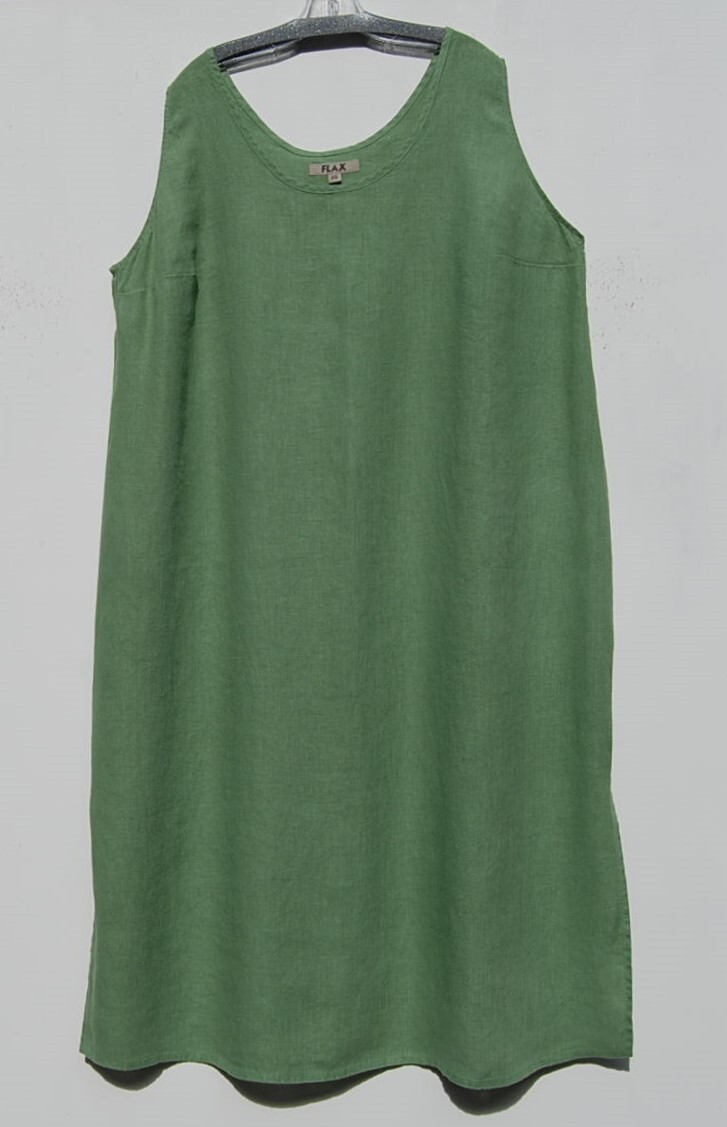 NEW FLAX WATERCRESS Medium Weight Linen Scoop Neck Sleeveless SLIPSTER Dress 2X