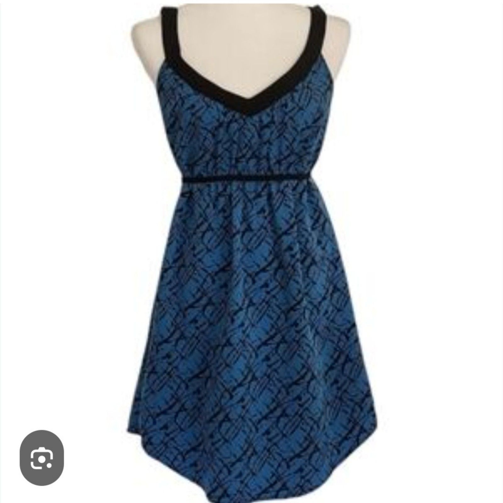 Petticoat Alley blue black babydoll 100% silk mini dress coquette girly Size L