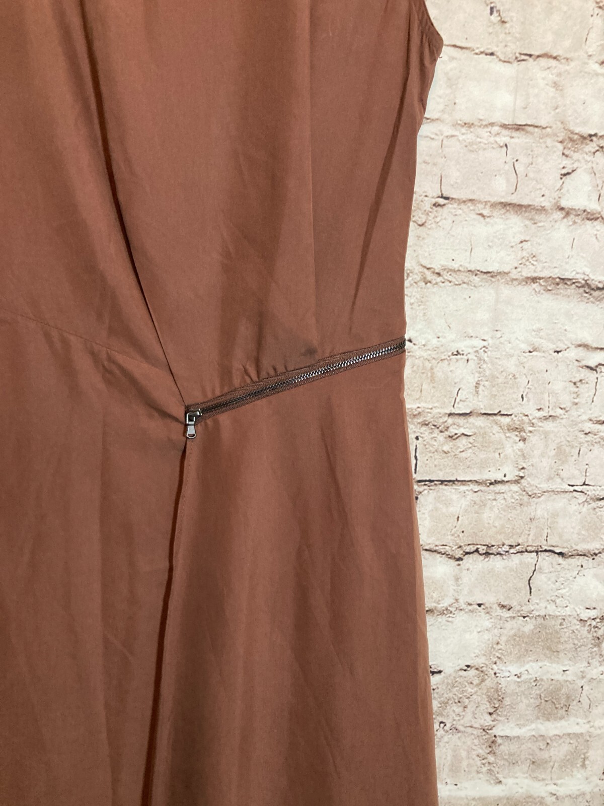 Mod Ref Dress Womens Medium Midi Chocolate Brown Lightweight Modal Asymmetric