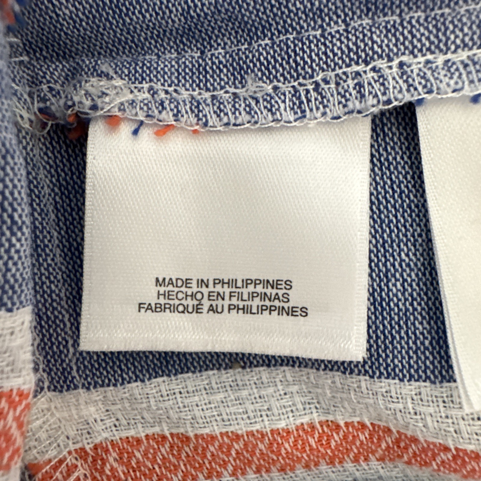 Nine West Blue Orange White Stripe Denim Print Sunkiss Sundress Women’s Size 8