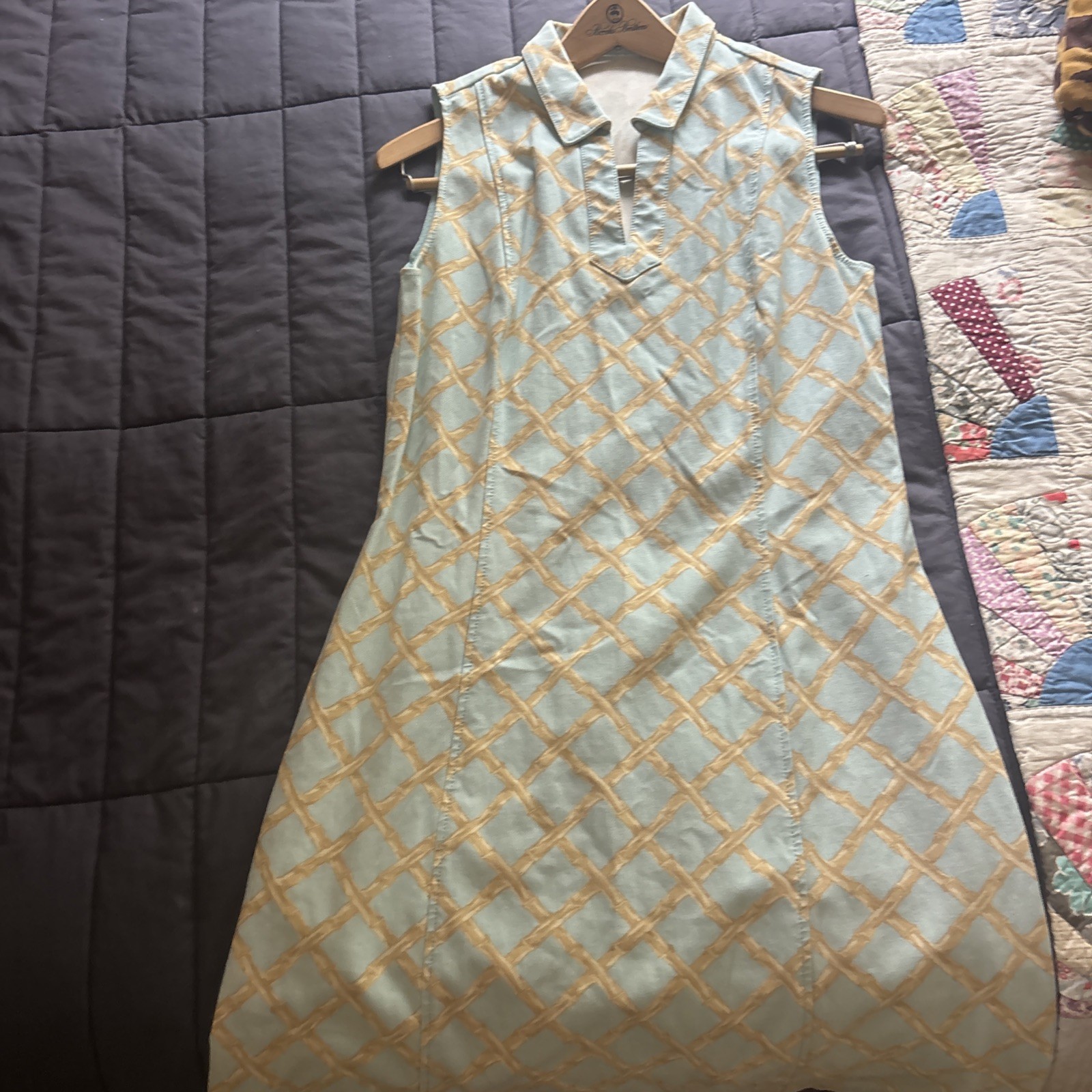 Vintage Light Blue Bamboo J McLaughlin Sleeveless Dress