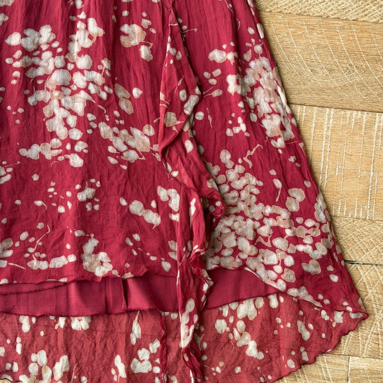 Vintage Y2K floral silk ruffle high low dress romantic summer style size M