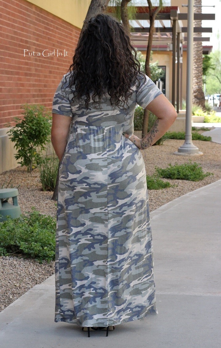 New PLUS SIZE Womens SOFT USA CAMO CAMOUFLAGE MAXI DRESS POCKETS XL 1X 2X