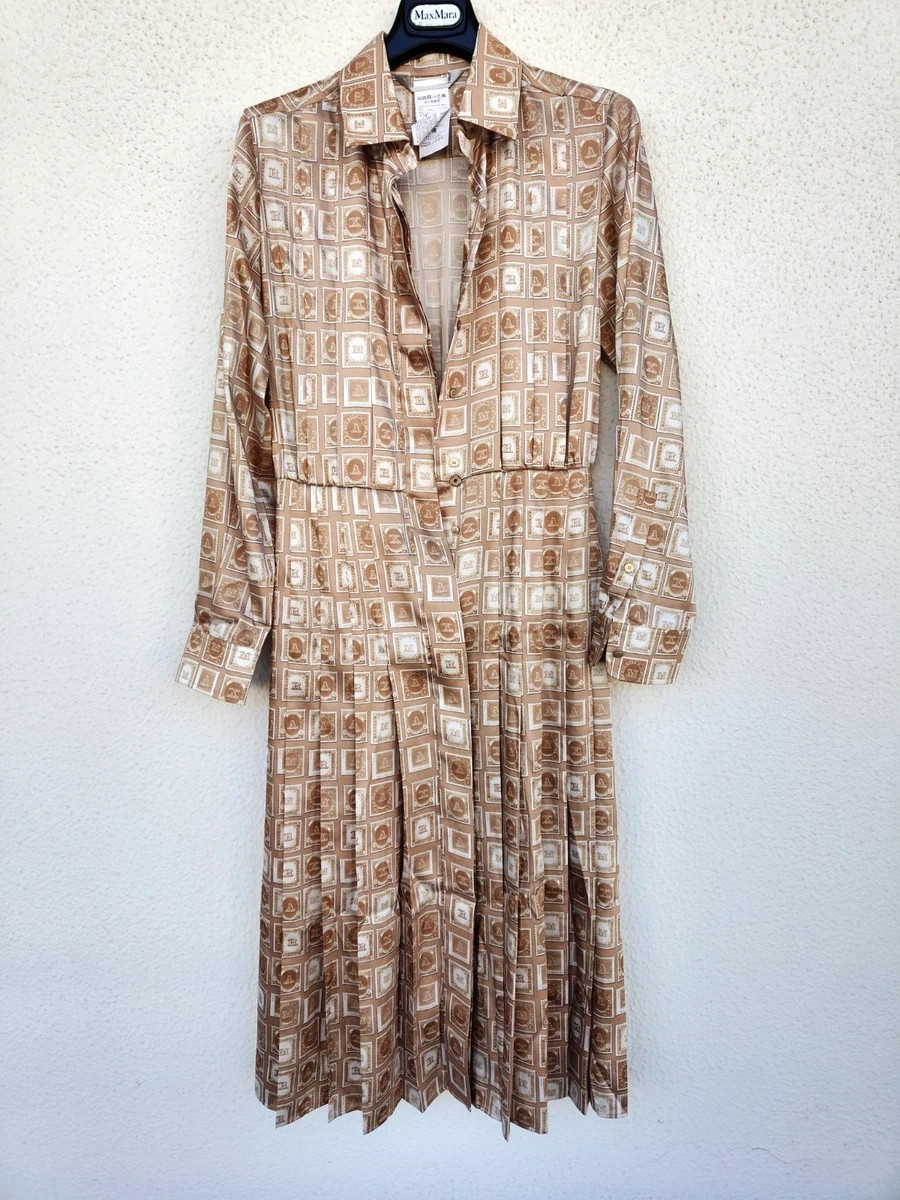 ✨MAX MARA Logo Printed Pleated Dress 36IT, 32De, 34Fr, 2US, 4GB