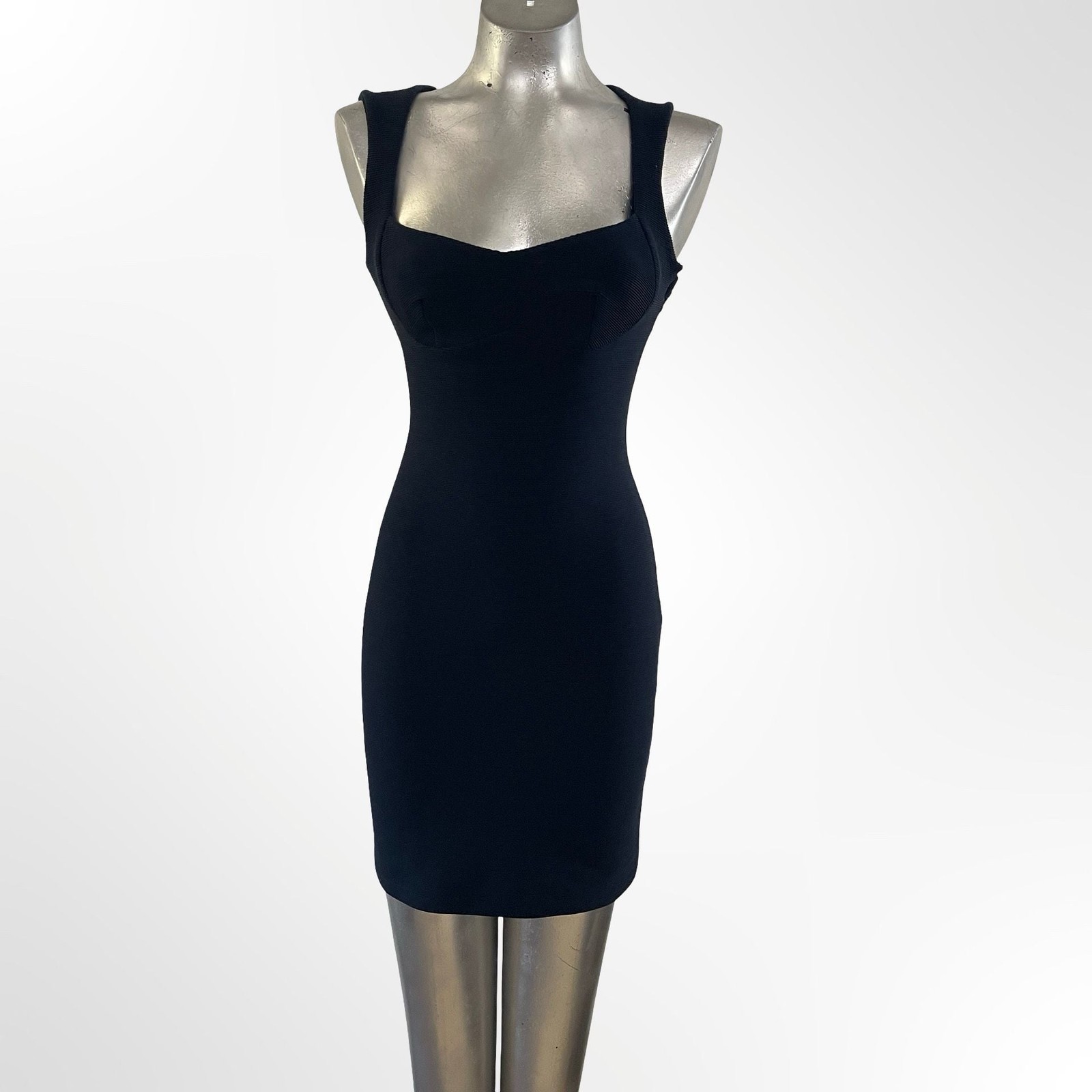 Opening Ceremony Black Ribbed Bodycon Mini Dress with Open Back