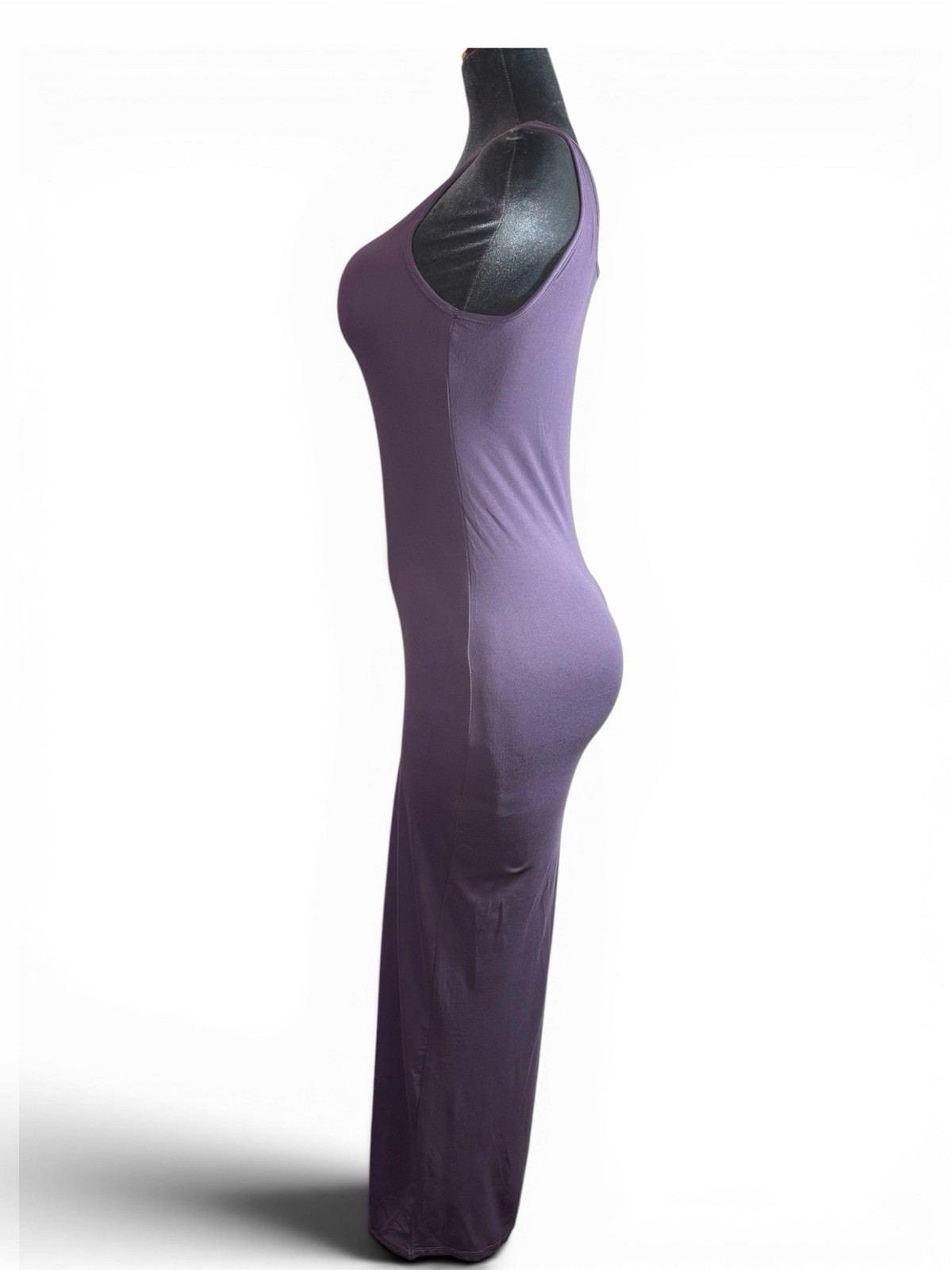 Purple Bodycon Maxi Dress Sleeveless Stretch Fitted Tank Dress Size: Medium