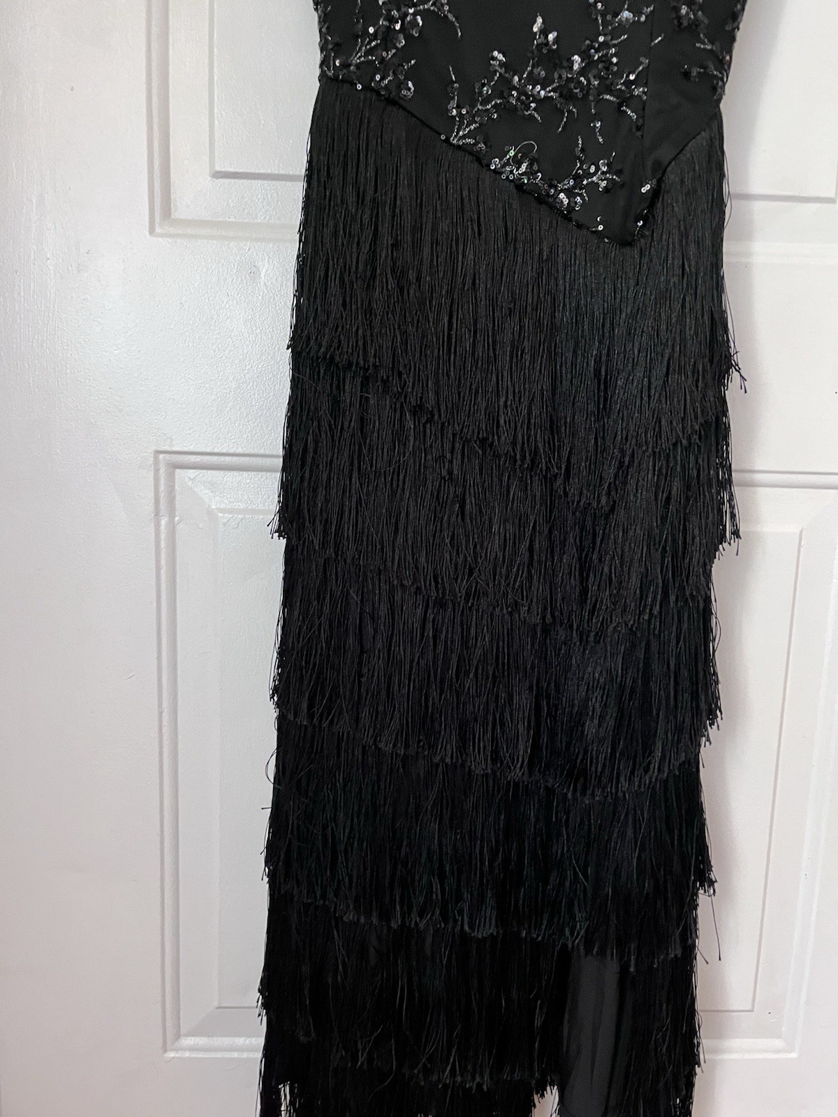 Flapper Style Dress Womens S Black Beaded Sequin Fringe 20s Gatsby Whimsy Goth