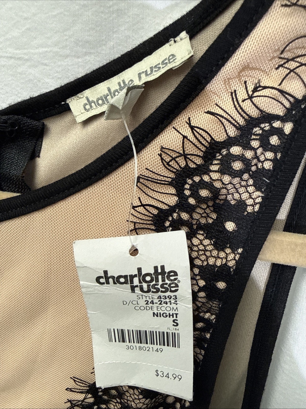 NWT Charlotte Russe Dress Mini Cocktail Party Black Sz. Small Whimsigoth Y2K