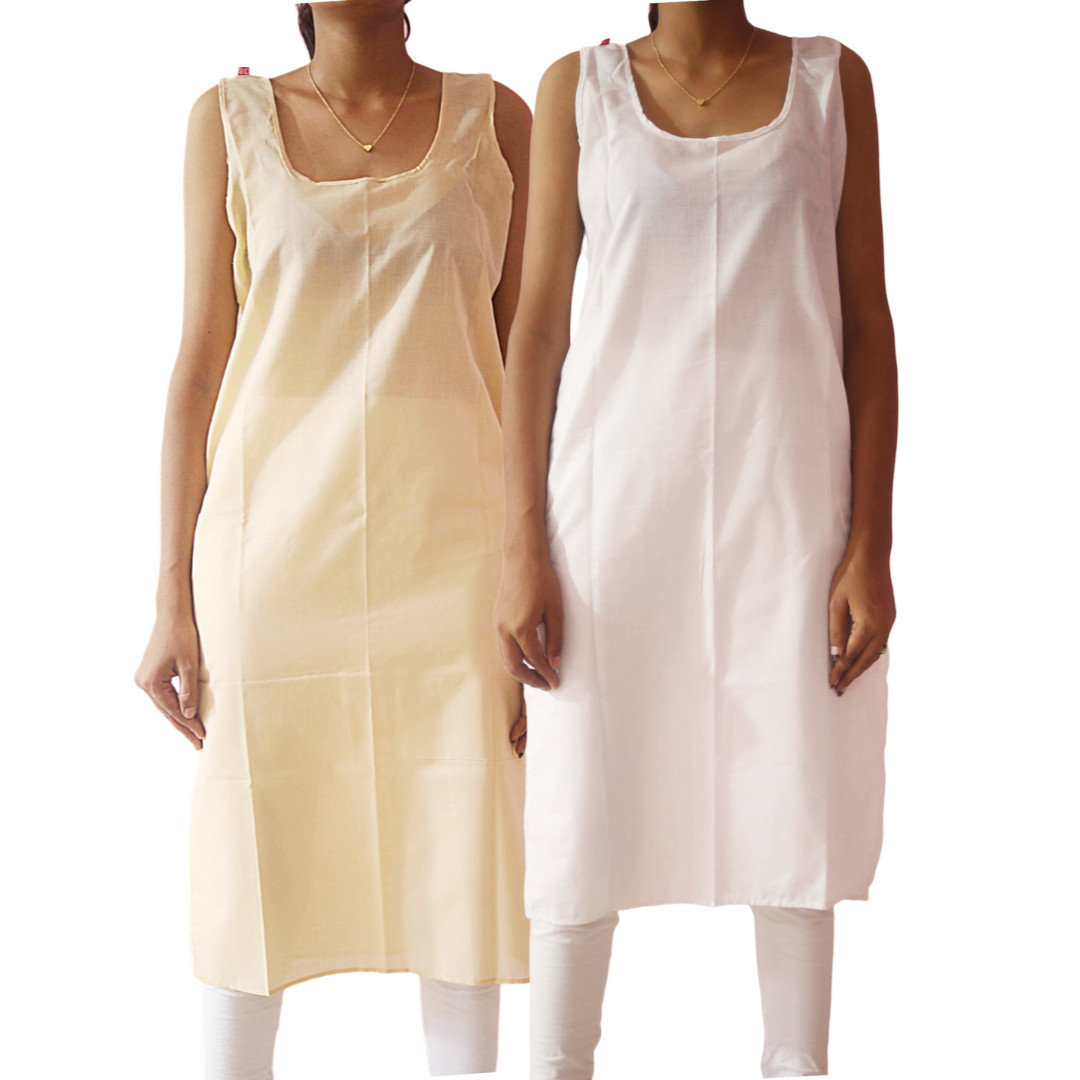 Women 41″ Long Cotton Camisole Slip Pack of 2 Full Length Inner Size S-3XL