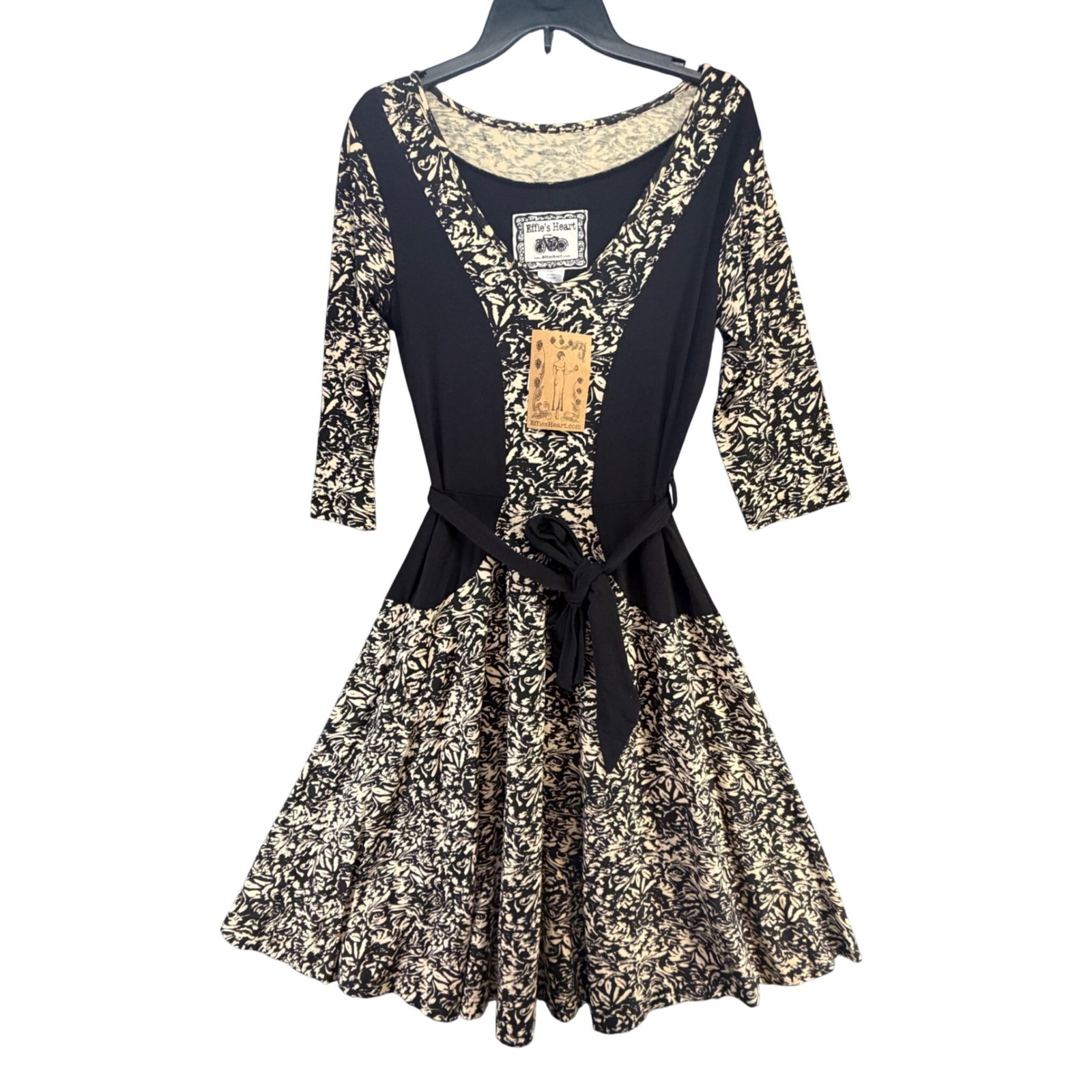 Effies Heart Tapestry Print Midi Dress Women M Black Abstract Floral – Tiny Flaw