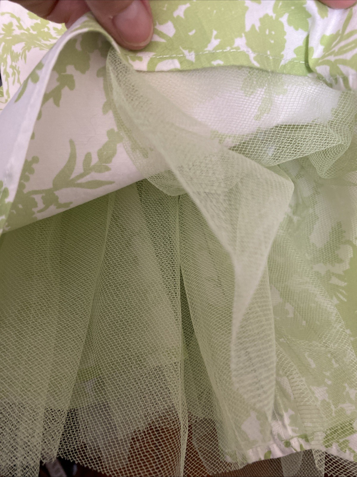 VTG Y2K Studio Y Strapless Green White Floral Dress Fit Flare Fairy 3 Small