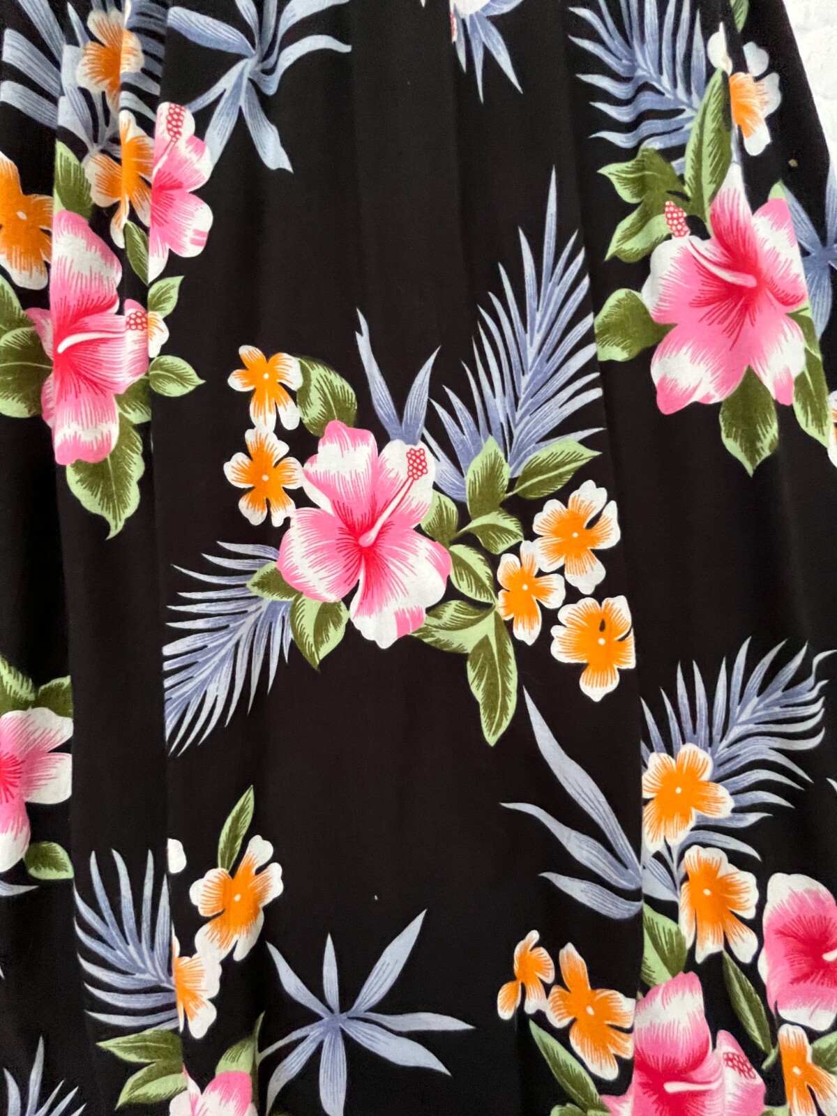 Aloha Hut Hawaiian Small Floral Strap Maxi Dress Black Travel Beach