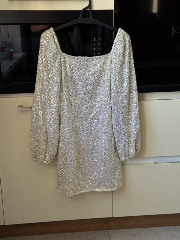 Women Glamorous Dress Silver Polyester 34 / XS / #4MNK