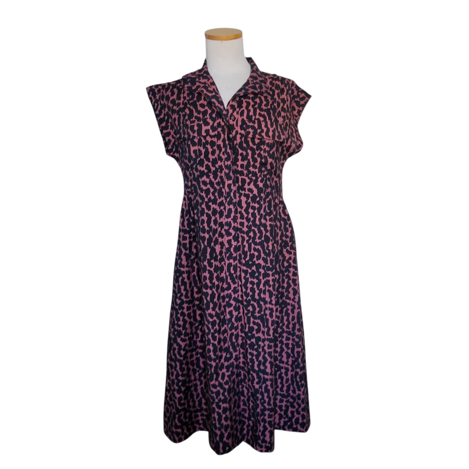 Maye Amelie Leopard Print Midi Shirt Dress XS Effortless Chic Streetwear Casual
