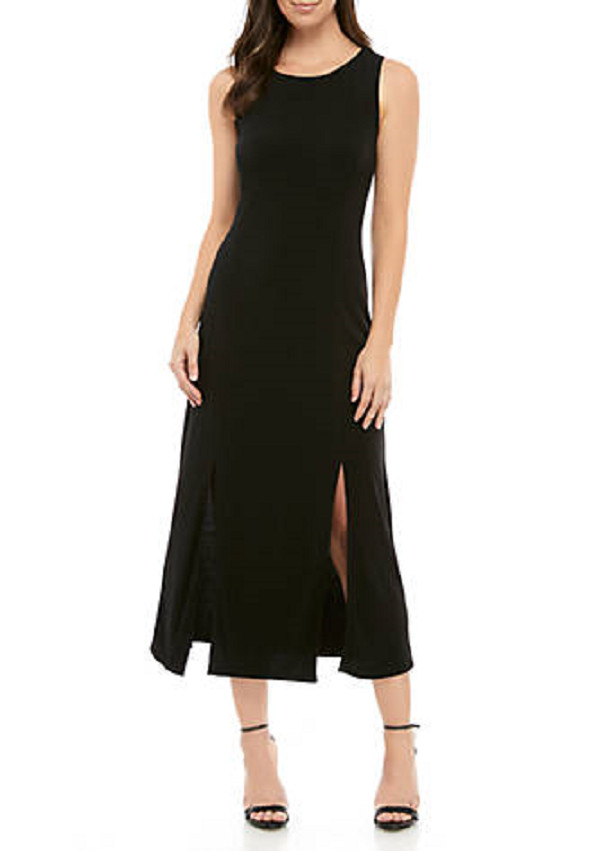 NEW GRACE ELEMENT BLACK MIDI FLARE DRESS SIZE L