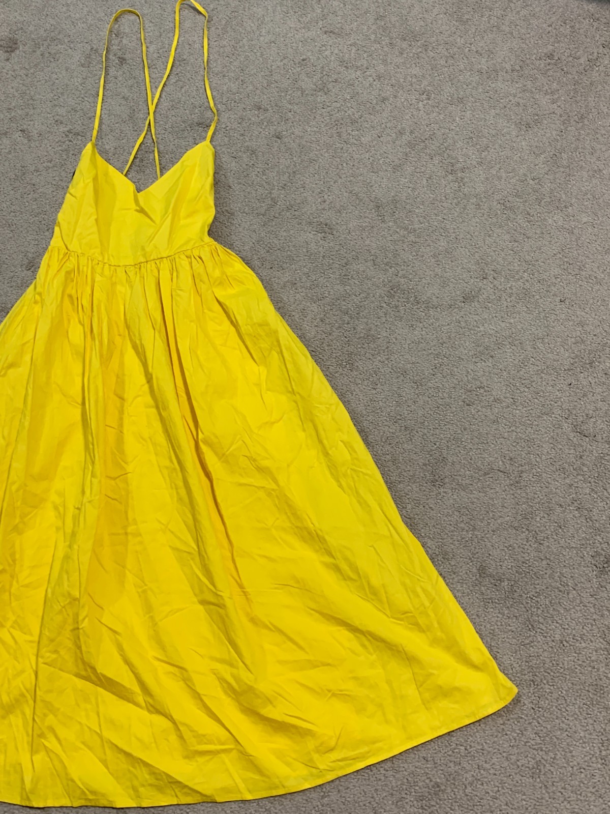 Forever 21 Spaghetti Strap Lace Up Back Maxi Sundress Womens Size 8 Yellow Long