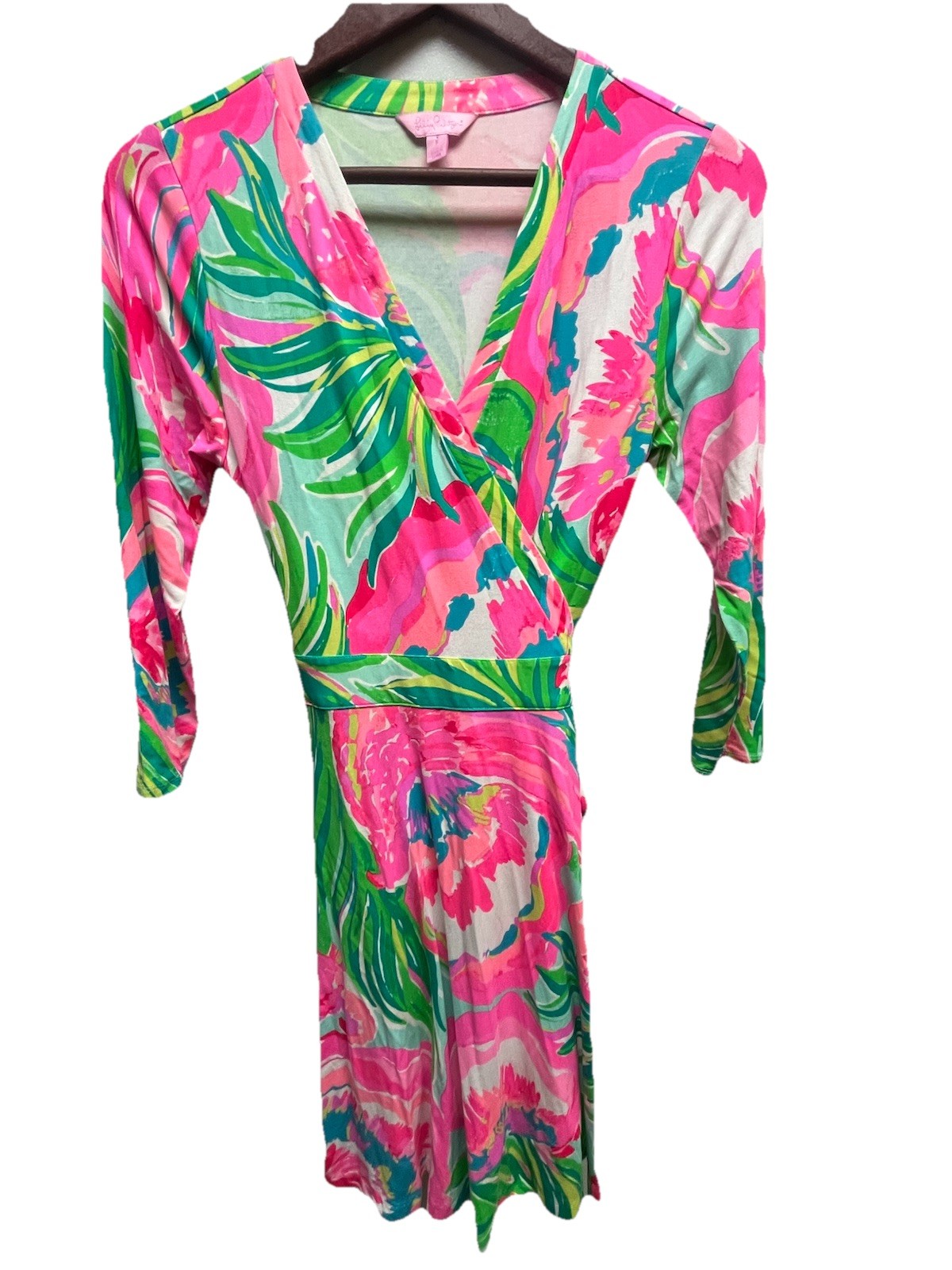 Lilly Pulitzer Emilia Wrap Dress Paradise Bound Size Small Vneck. HH4
