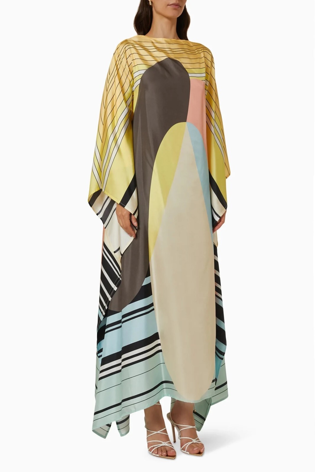 Soft Satin Silk Printed Luxurious Dress For Evening Wear Kaftan For Women J5683