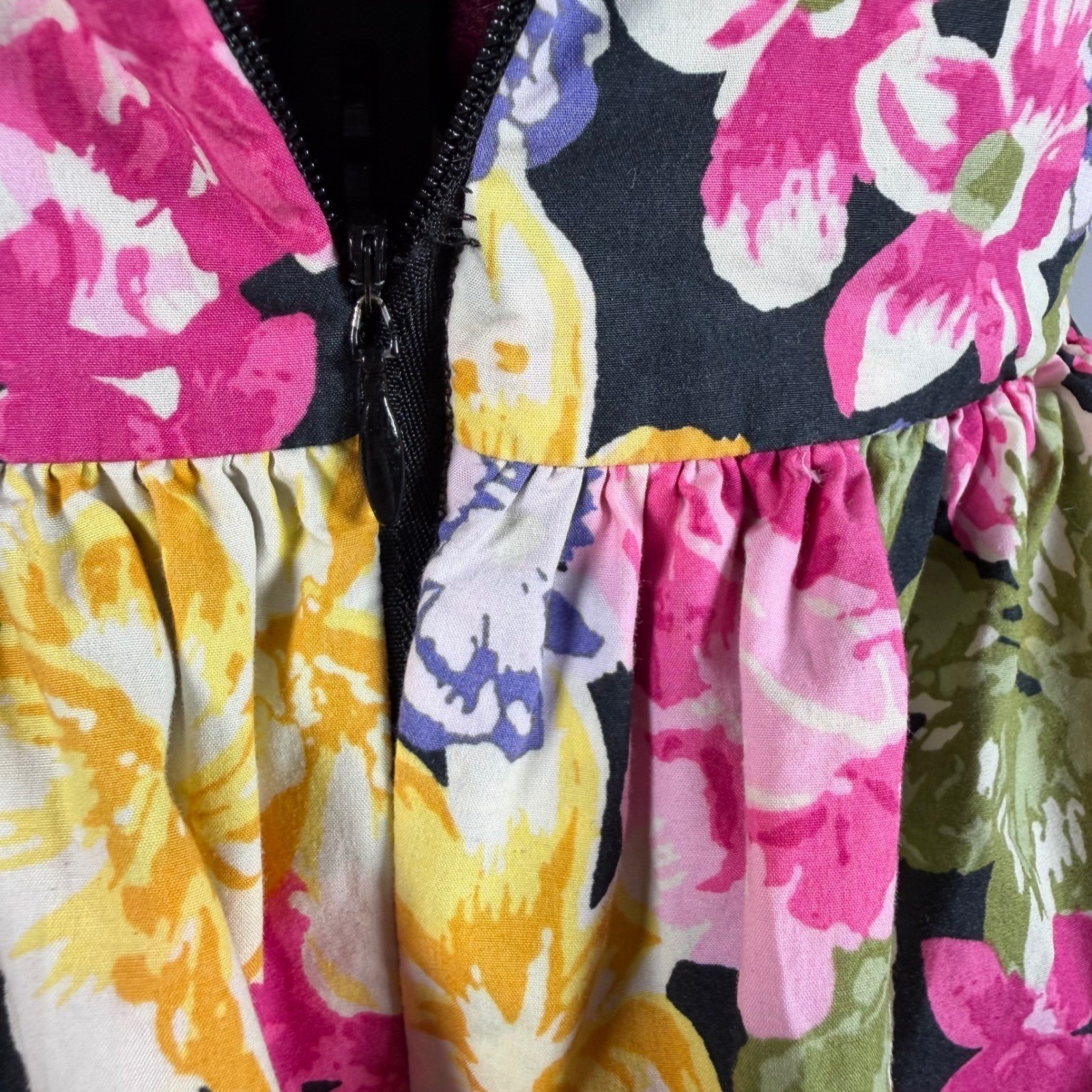 Moda International Floral Halter Dress Cotton Tiered Peplum Retro Y2K Vtg Size 6