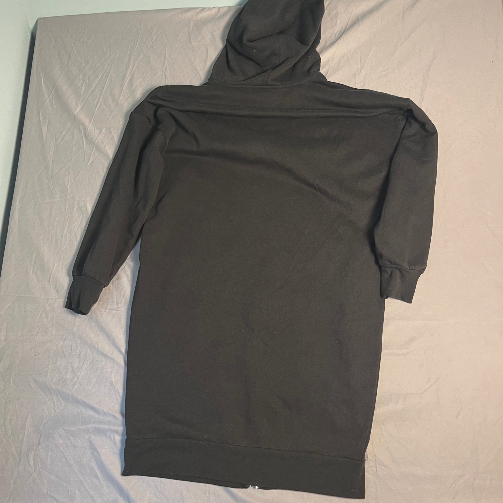DSG Womens Longline Full Zip Hoodie Dress Black Fleece Size Large RN 104141